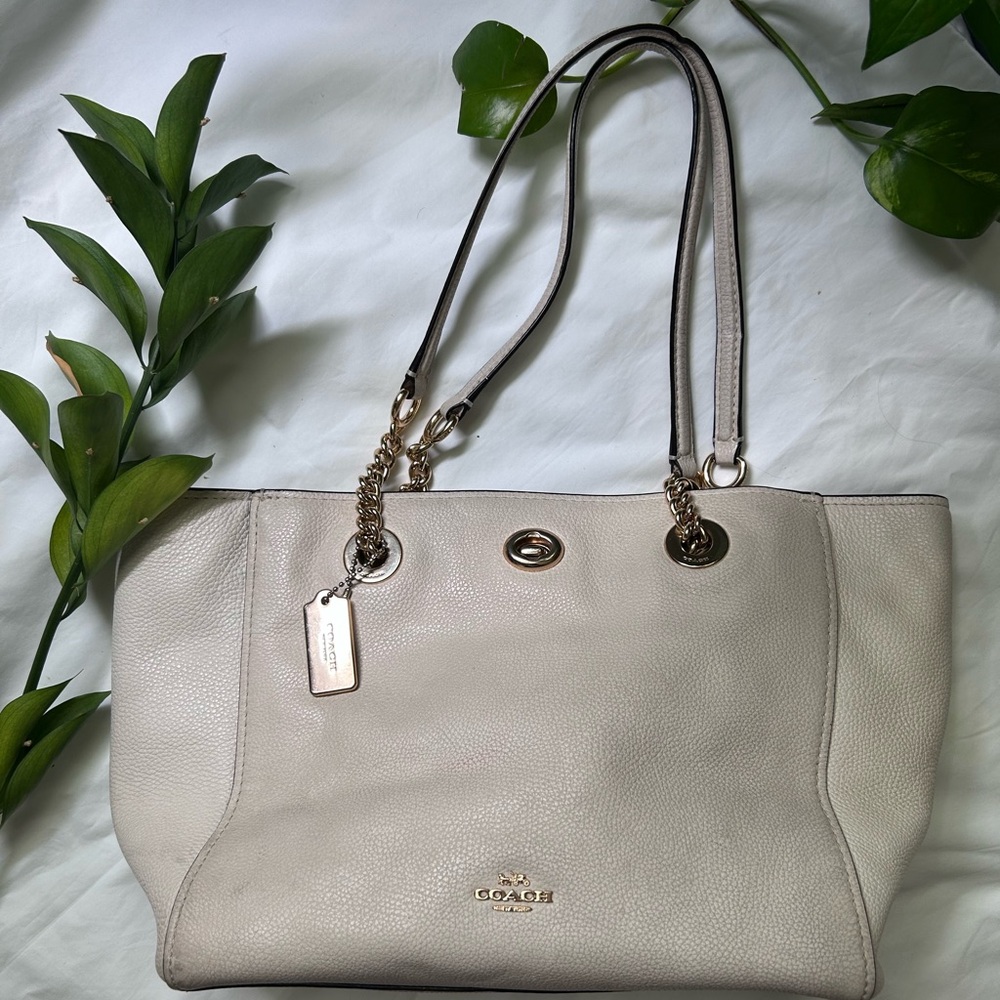 Coach Cream Leather Tote Bag